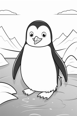 a  penguin in the ocean