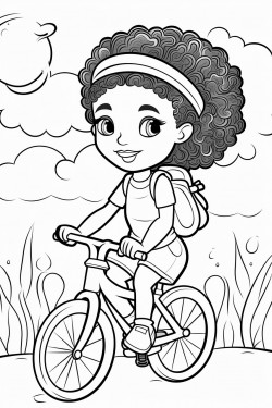 a little black girl with braids in her hair riding a bike