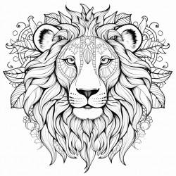 a lion with soft eys and easy space to color