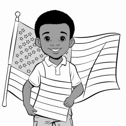 a black boy hugging the united states of america flag