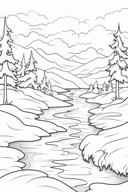 grayscale winter landscape