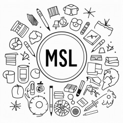 the word msla in the middle with school supplies all around