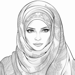 can you draw a beautiful muslimah who travels the world