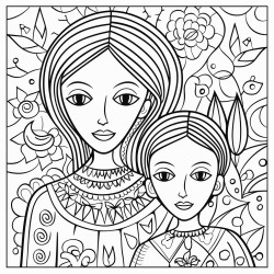 folk art mother and son