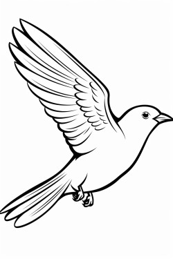 simple image of flying bird for children coloring book black and white image