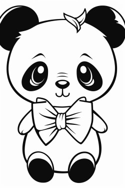panda with a bow  a cute panda with a big cheerful bow on its head