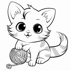 kitten create an image of a fluffy kitten playing with a ball of yarn with its whiskers and bright eyes clearly visible
