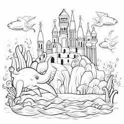 underwater castle and flying elephants