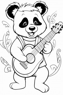 panda playing music instruments