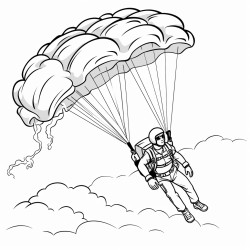 a man skydiving from a plane and a horse