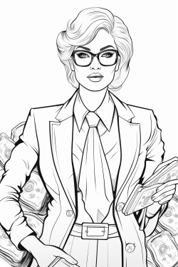 a woman in a business suit with money in her hands