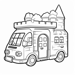 a castle van that has a picnic inside