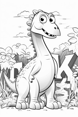 dinossaur with the first letter of it names in big size for kid colouring as well