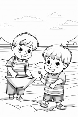 children playing at the beach