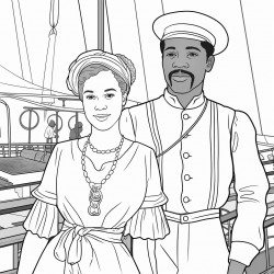 young african american lightskin young woman and man on a ship in the 1800s