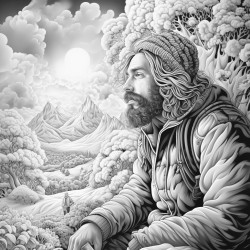 a hippy frozen in glue trying to save the fields before they burn