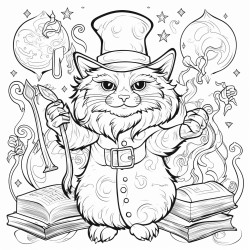 magical whimsical cartoon wizard cat