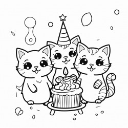 three cats at a party