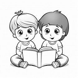 kindergarten a boy and a girl are reading and writing