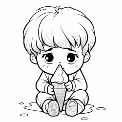 dropped ice cream cone with crying kid