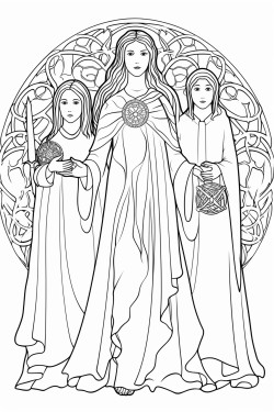a pagan scene of the triple goddess maiden mother crone