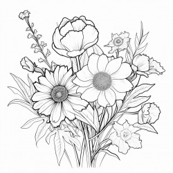 simple wildflower drawing with bold and black lines
