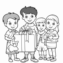 Poor kids gathered to receive Christmas present