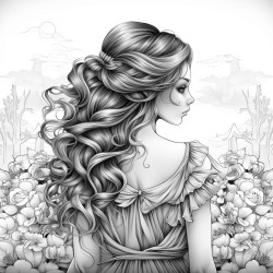 girl long hair short dress