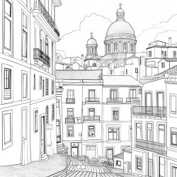 create a coloring page of lisbon city