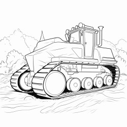 a bull dozer pushing dirt on a sunny day