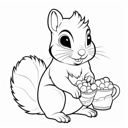 black and white coloring page eastern chipmunk with cheeks full of nuts