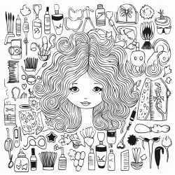 hair salon background doodle