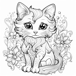 un coloriage magique de chat  remplir avec des lettres majuscules manuscrites