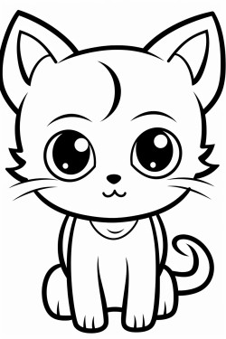 create anime kitty simple happy big eyes on a farm