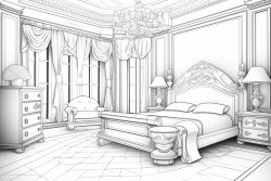 art deco style bedroom interrior