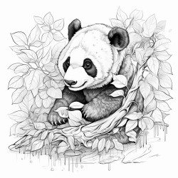 panda eating leaves
