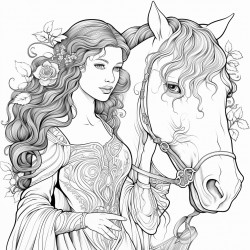 a woman and a horse together
