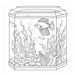 fish in tank for adults colouring in book