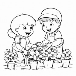 working in garden