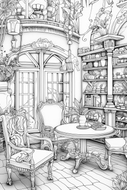 a caf with an eclectic mix of furniture and artwork