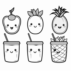 emoji bananas juice with a straw pineapple apple melon watermelon coconut lemon with no face