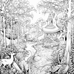 a magical forest with dancing animals