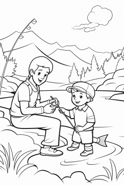 river scene with person and child fishing