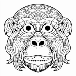 retro cartoon picture of a closeup face of a monkey