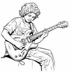 grandson playing guitar