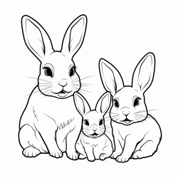family cubs of rabbit