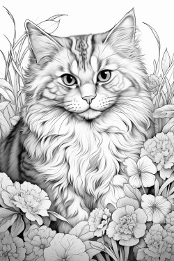 cats in a flower field