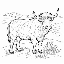 highland cow grazing