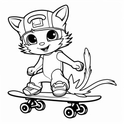 a black cat wearing a ghost costume riding a skate board on halloween