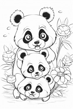 cute and funny panda and its family